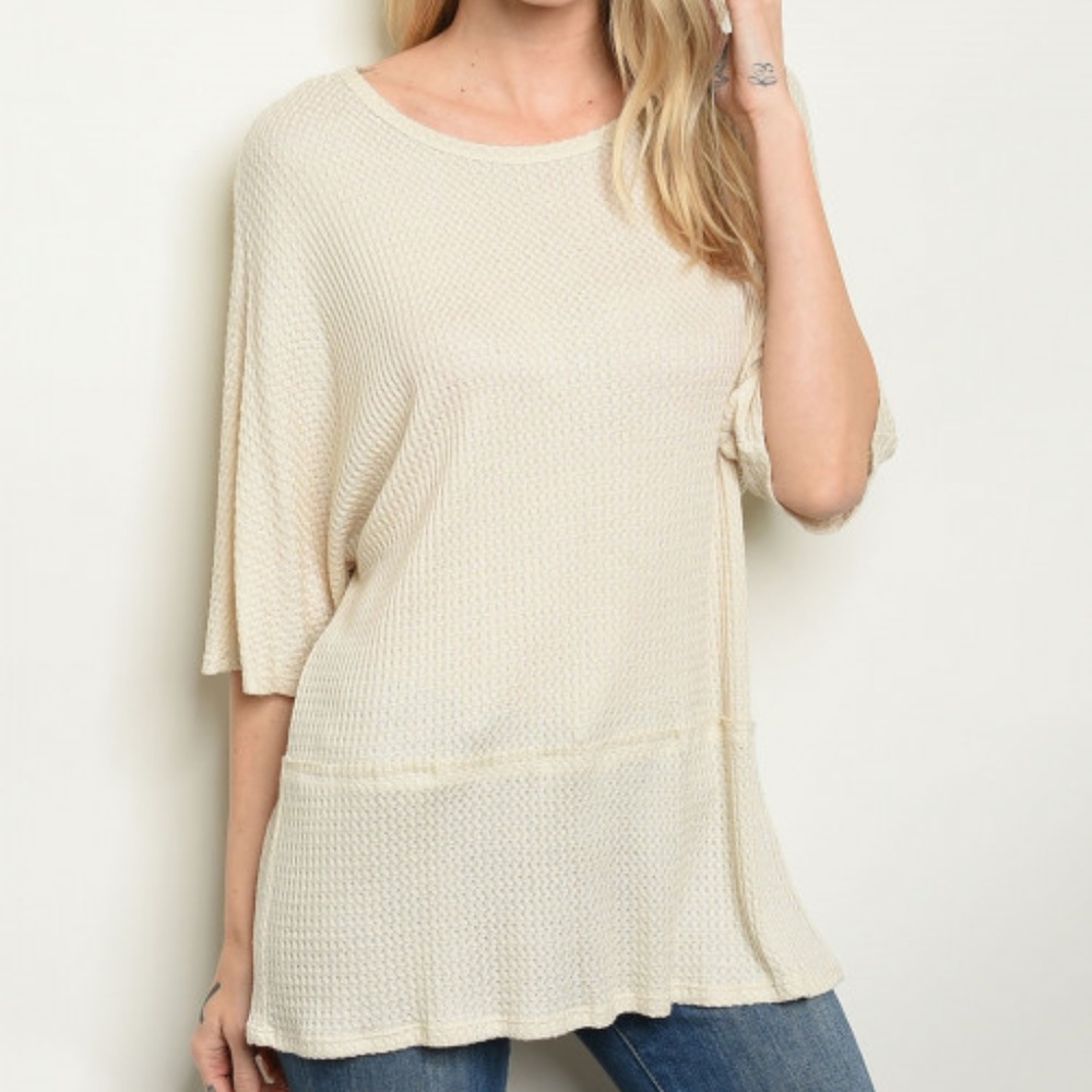 OATMEAL IVORY TUNIC TOP - Picture 3 of 7